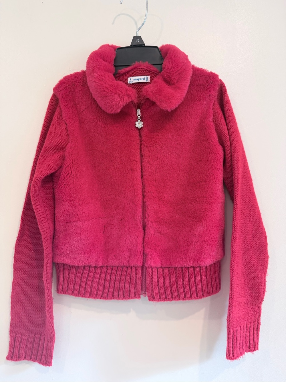 Mayoral Red Plush Zip Up Jacket Size 9